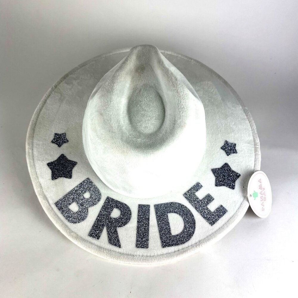 NWT Sparkly White "Bride" Cowboy Hat Perfect for Bachelorette Parties & Showers